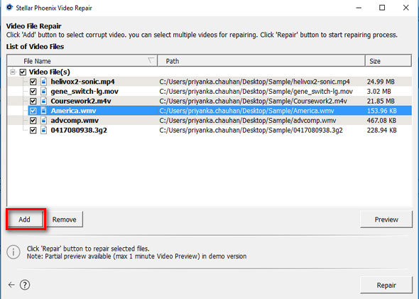 恢复损坏的视频