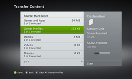 xbox 360硬盘 - 转移到控制台