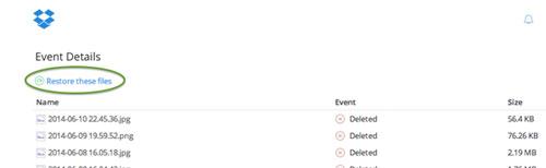 恢复已删除的文件dropbox第2步