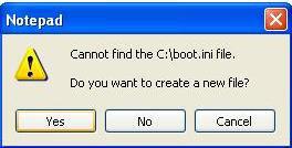 boot.ini文件丢失