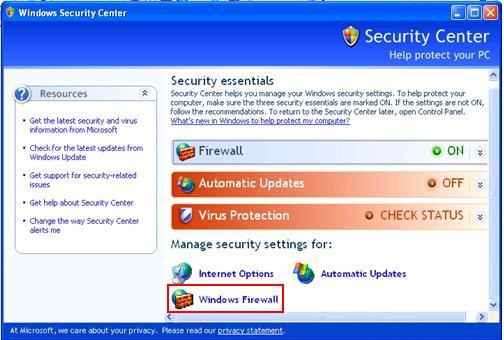 禁用Windows防火墙
