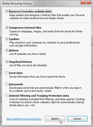 清除IE中的下载历史记录