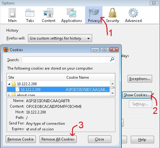 擦除Firefox中的cookie