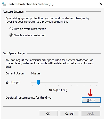 清除系统还原缓存