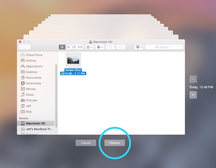 从时间机器恢复丢失的数据