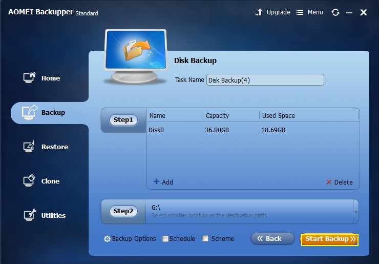 启动USB闪存驱动器备份