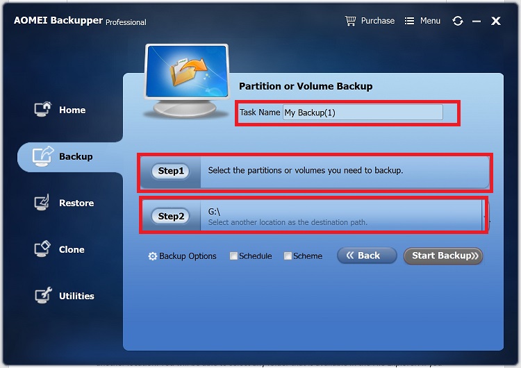 备份分区到所需位置 备份分区到所需位置