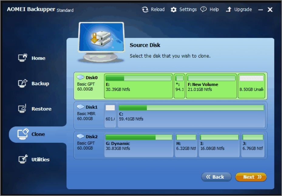 选择数据克隆源