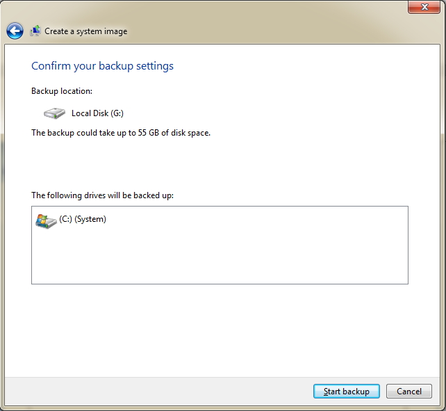 创建系统映像备份