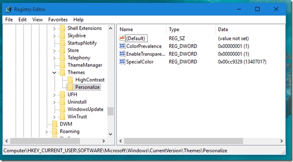 Windows 10中的注册表编辑器