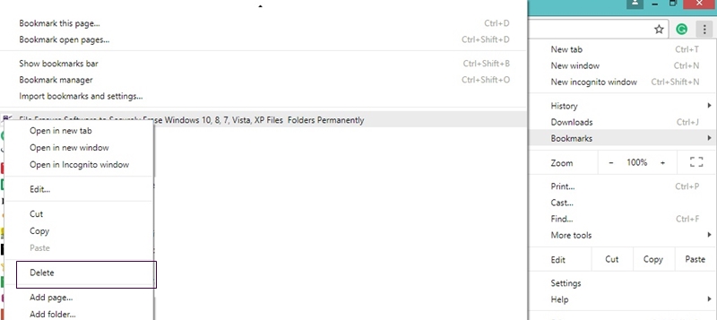 从书签列表中删除书签