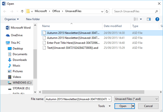 修复未保存的Word文档