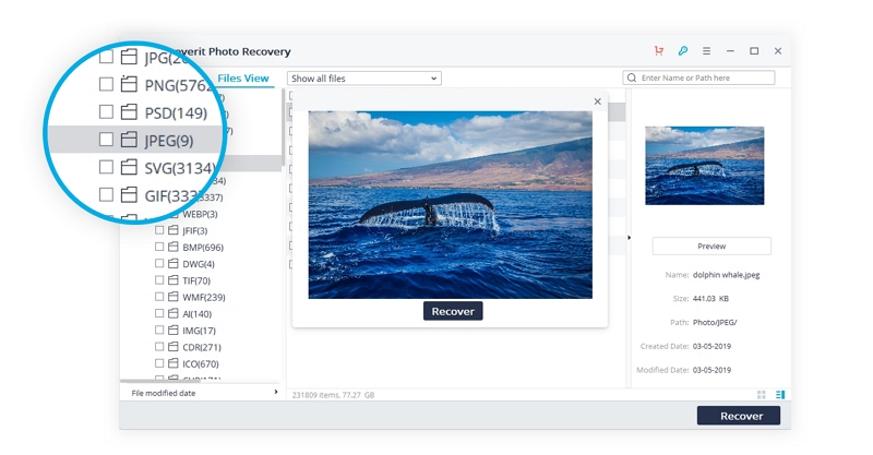 恢复照片并保存