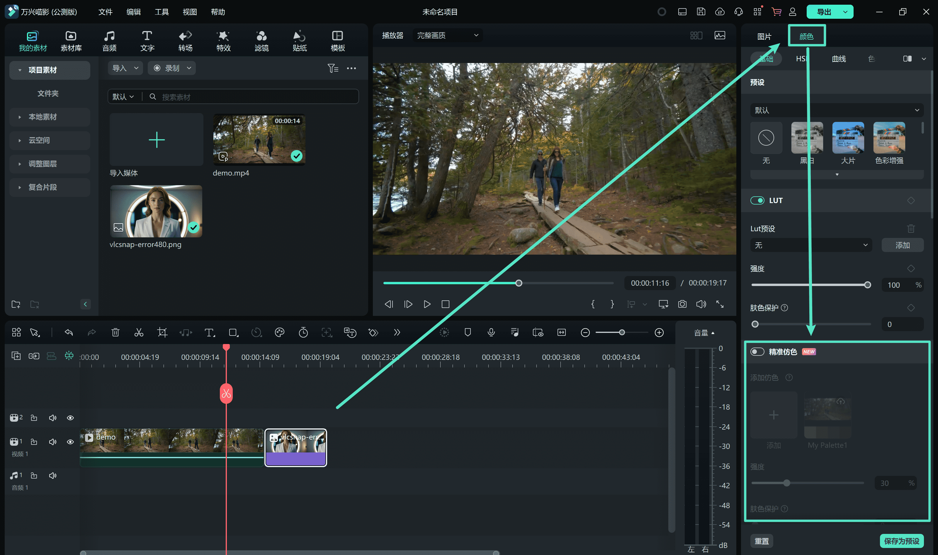 启用精准仿色功能的界面