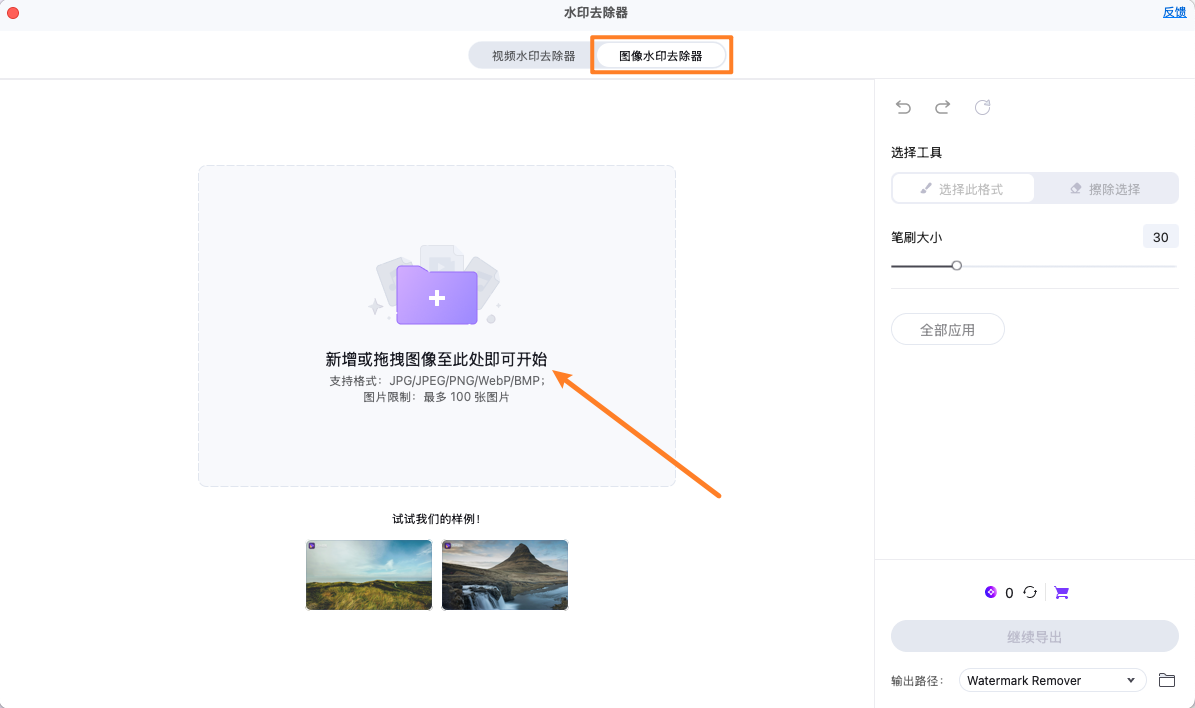 导入需去除水印的图片