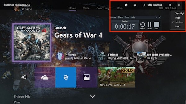 Xbox One的内置录制功能