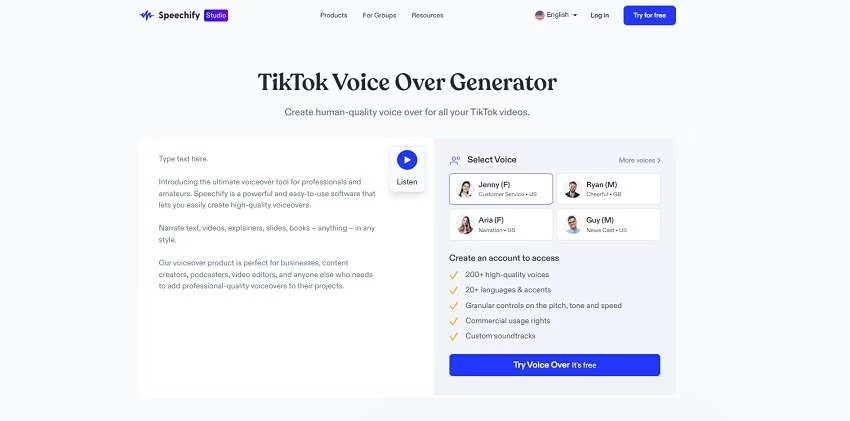 tiktok文字转语音Speechify