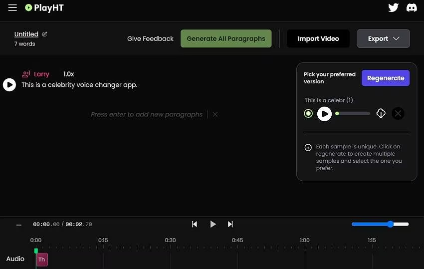 Play.ht在线名人语音生成器