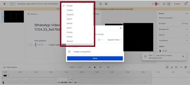 Descript 免费视频翻译器使用