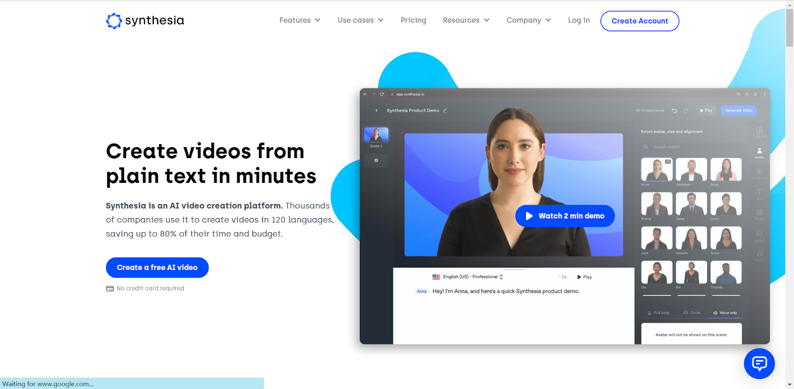 Synthesia文本转视频AI工具