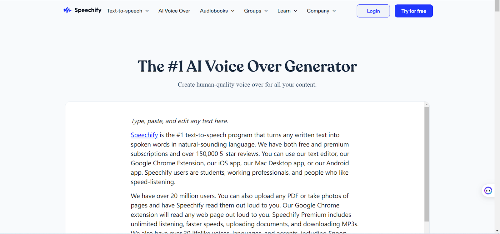 Speechify - AI 文本转语音阅读器