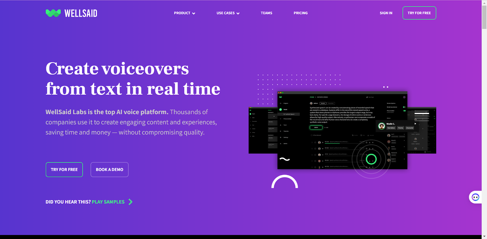 WellSaid Labs - 根据文本创建画外音
